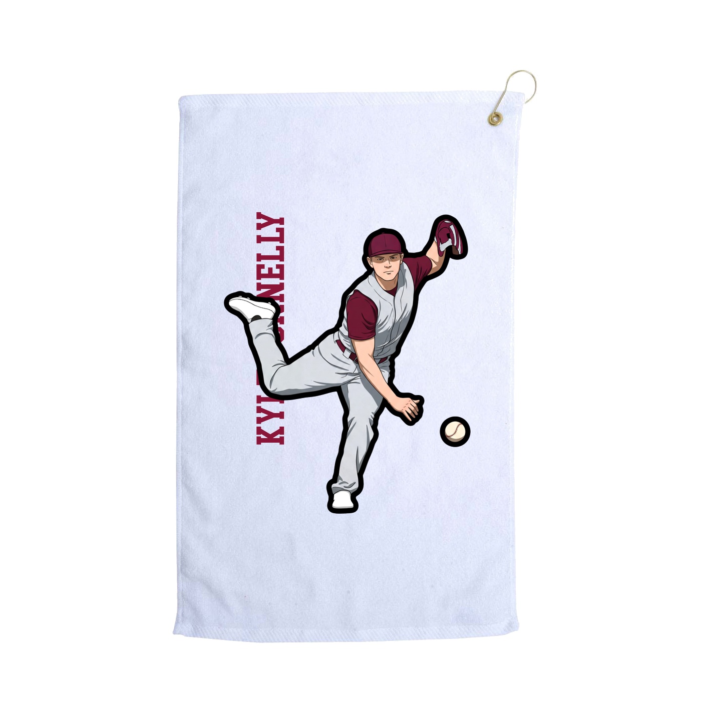 Golf Towel — Name Vertical in White