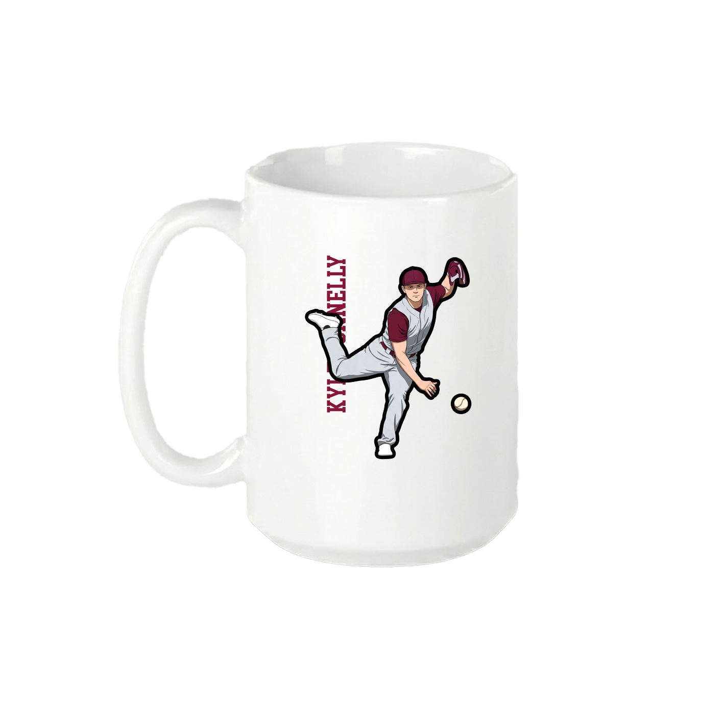 15oz Coffee Mug — Name Vertical in White