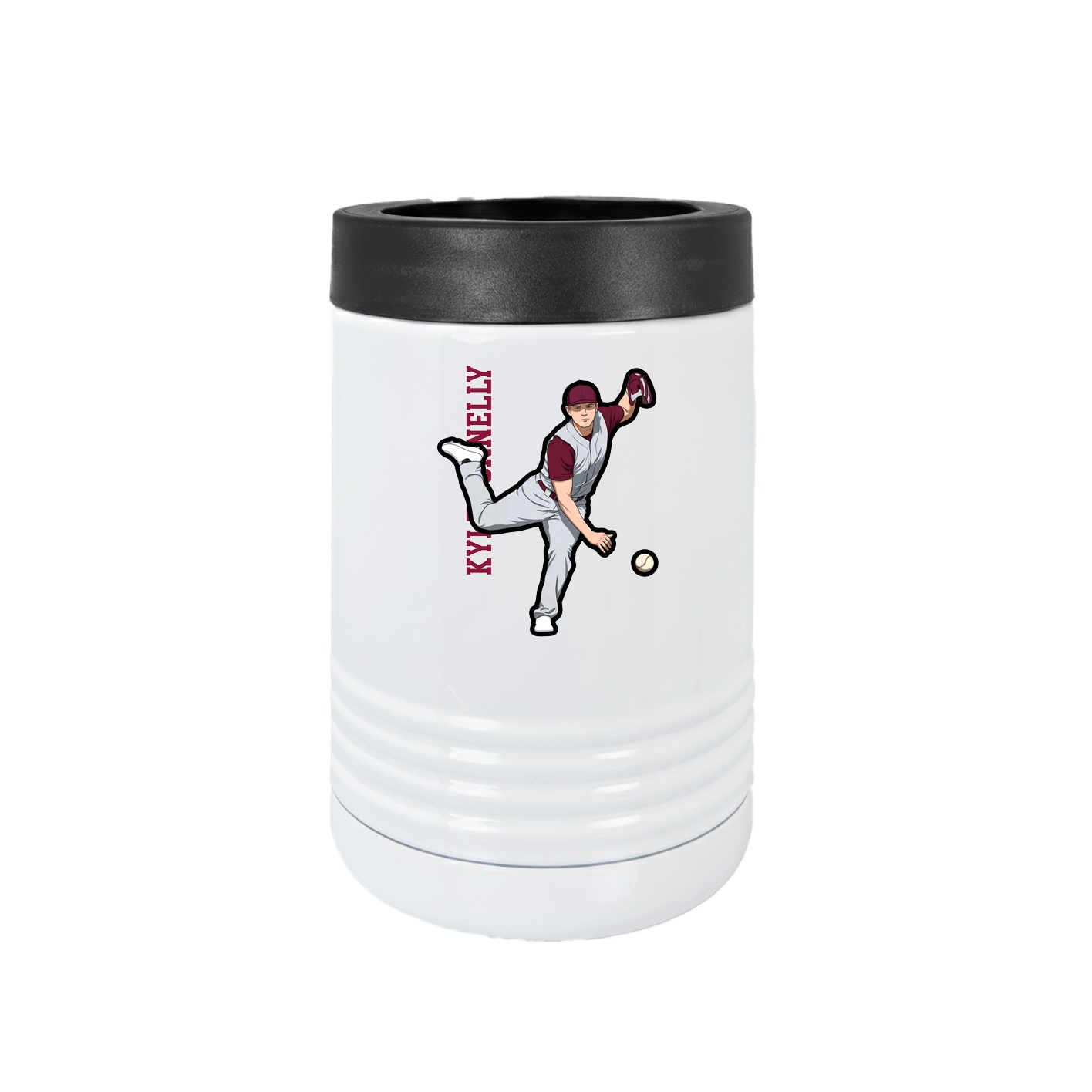 Beverage Holder — Name Vertical in White