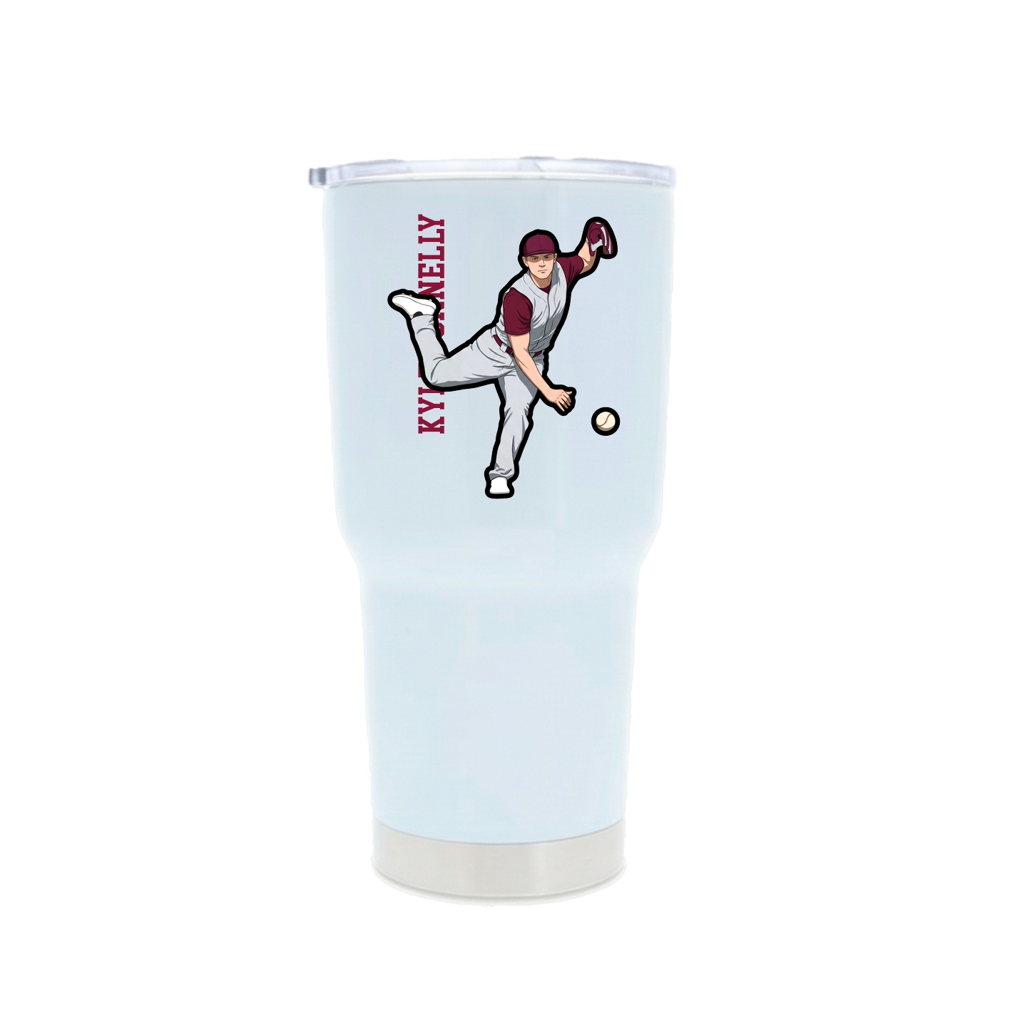 30oz Stainless Steel Tumbler — Name Vertical in White