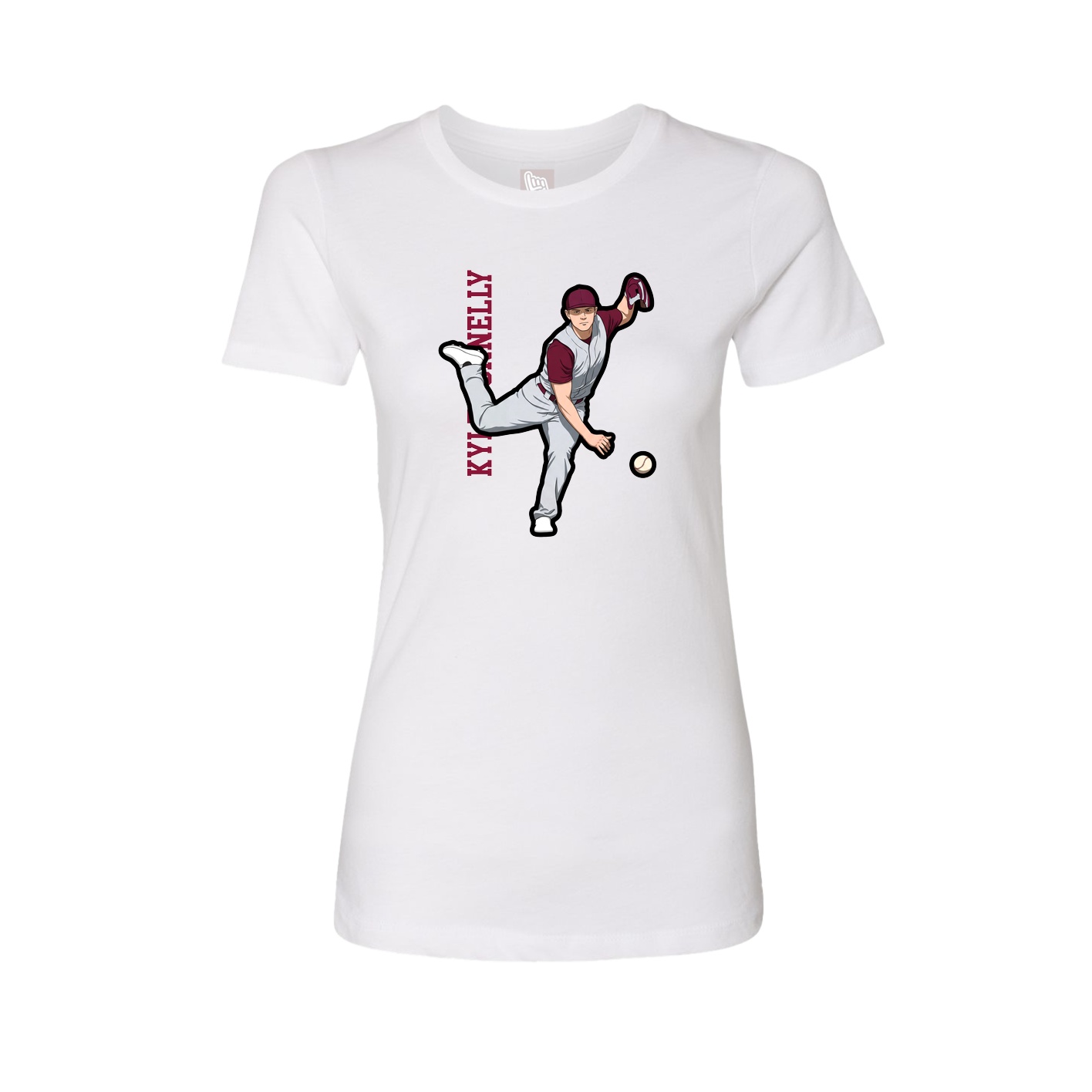 Fitted Women's Tee — Name Vertical in White