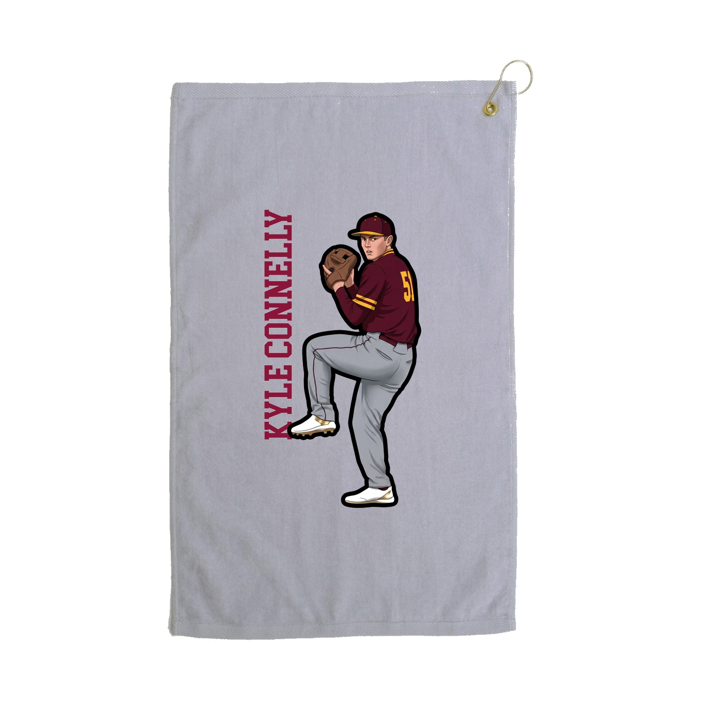 Golf Towel — Name Vertical in Grey