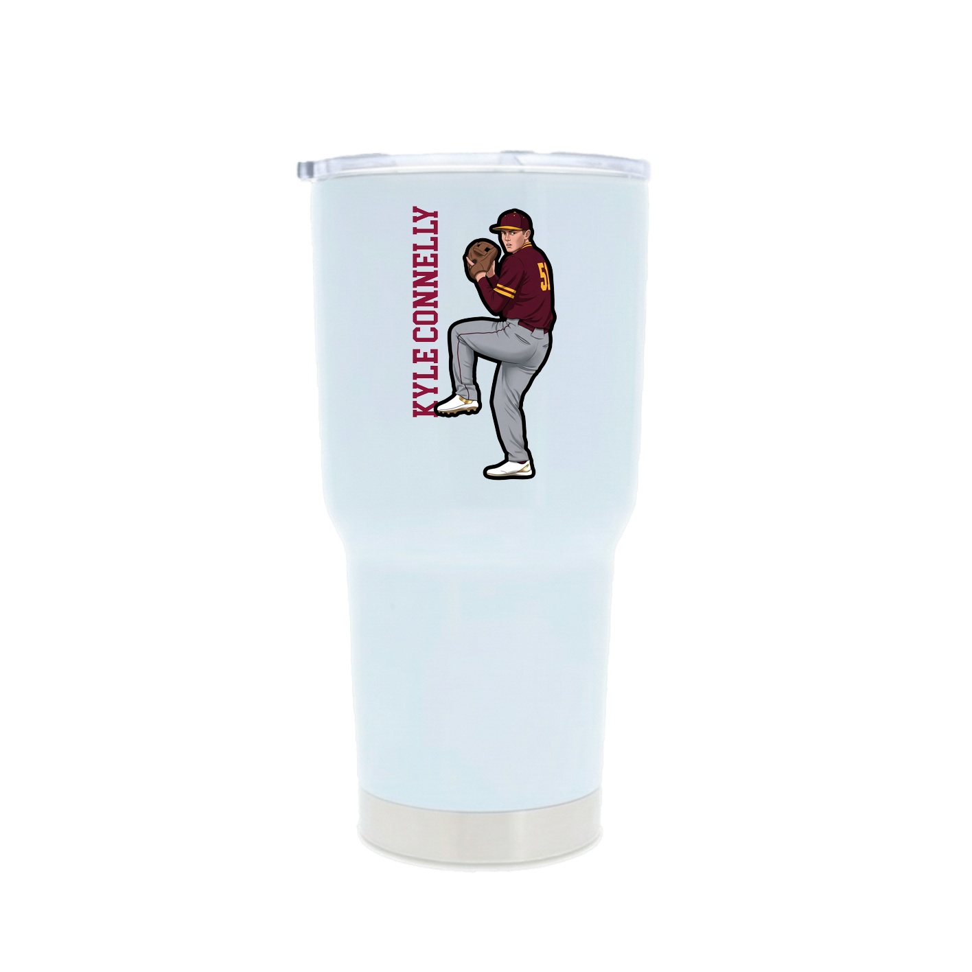 30oz Stainless Steel Tumbler — Name Vertical in White