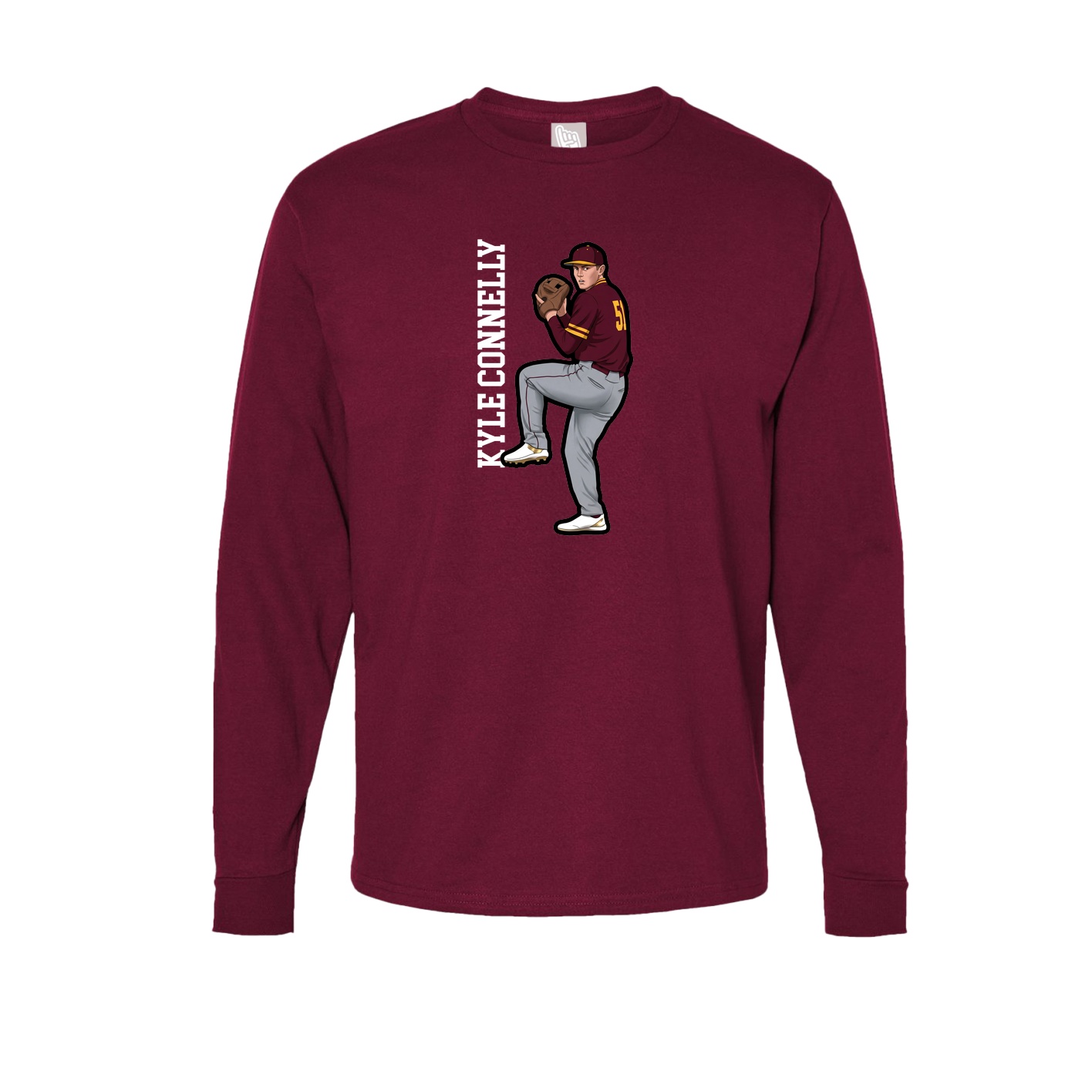 Long Sleeve Tee — Name Vertical in Cardinal