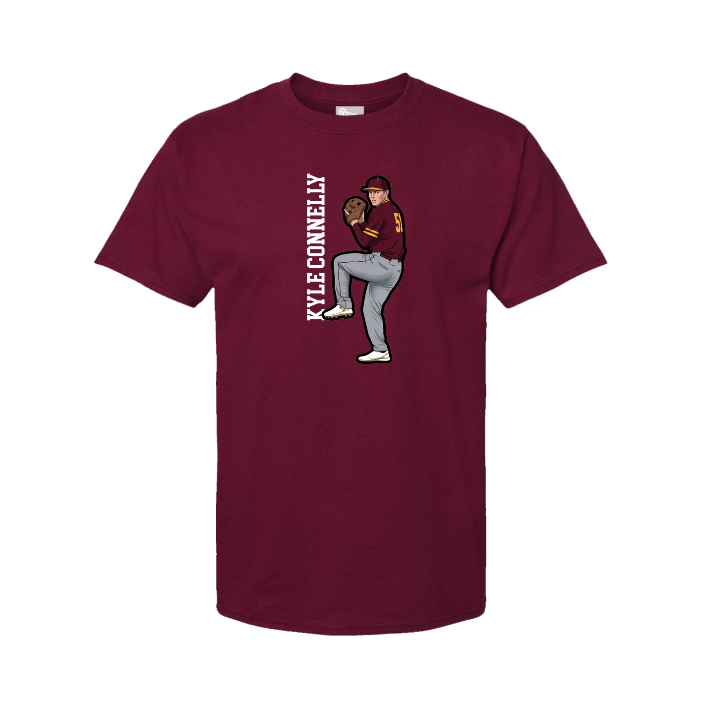 Youth Tee — Name Vertical in Cardinal