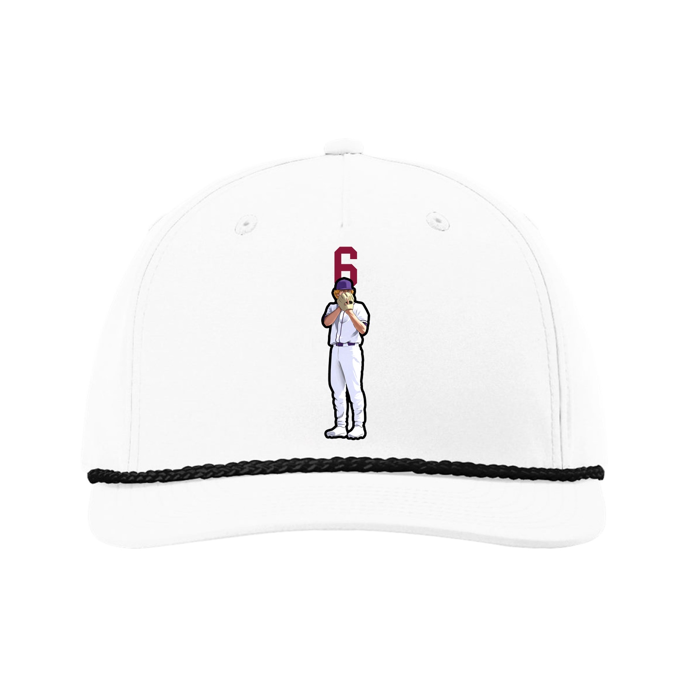 Five-Panel Classic Rope Cap — Number Top in White