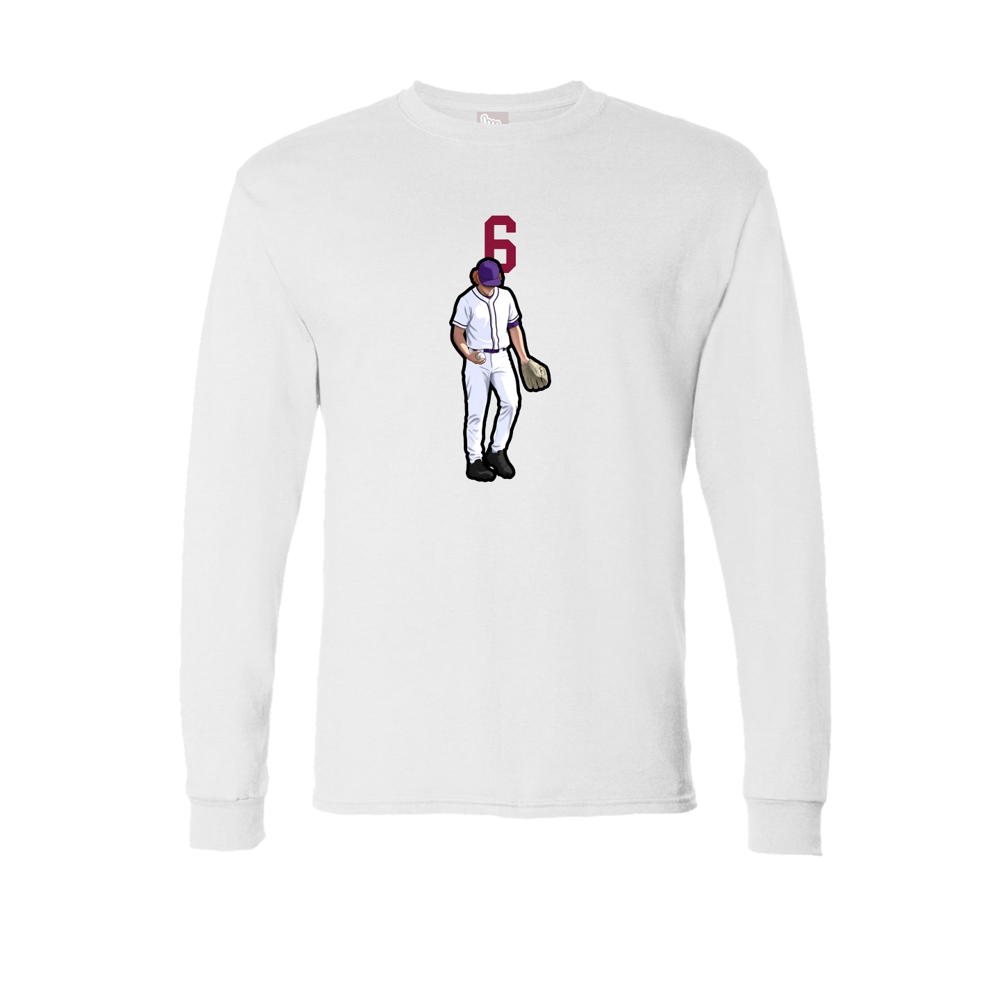 Long Sleeve Tee — Number Top in White