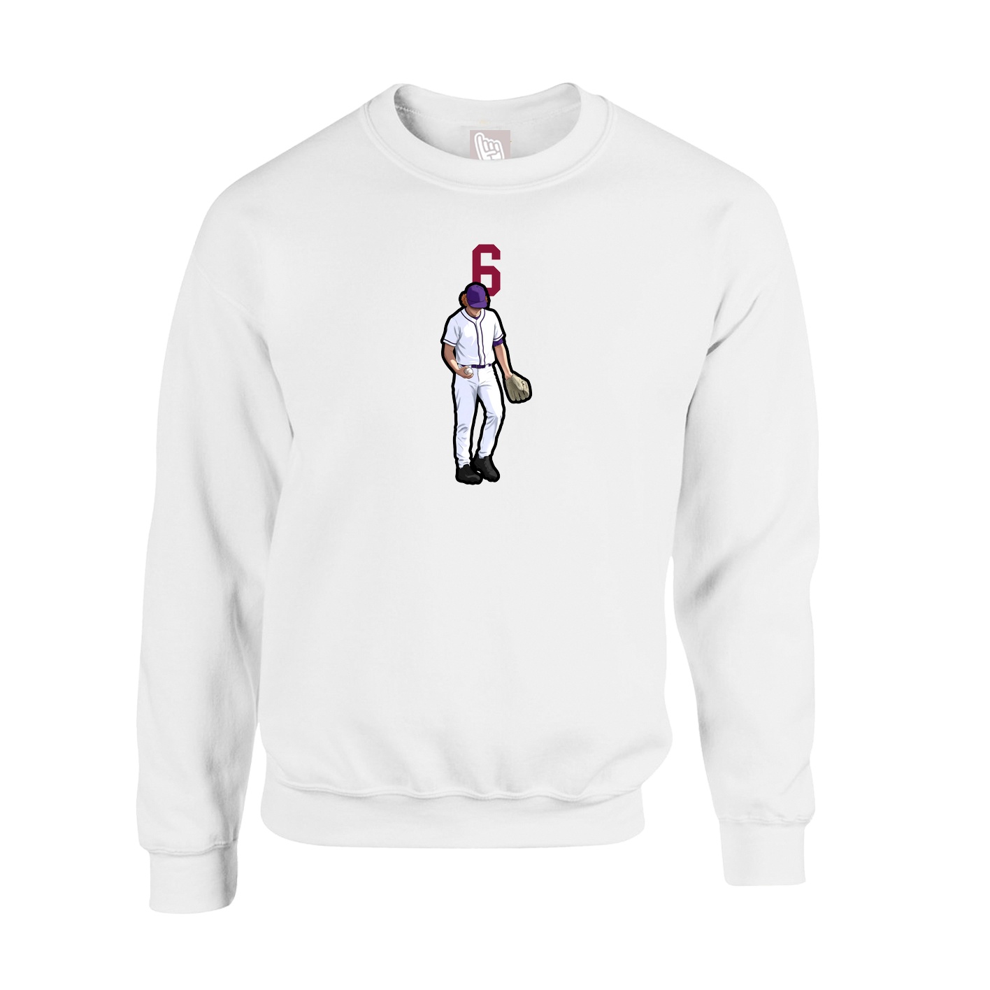 Fleece Crew — Number Top in White