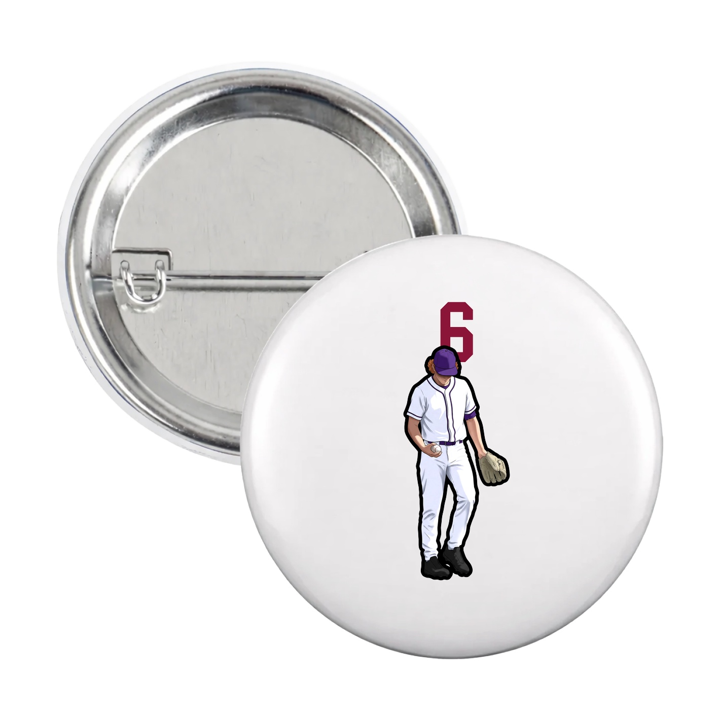 Game Day Button — Number Top in White