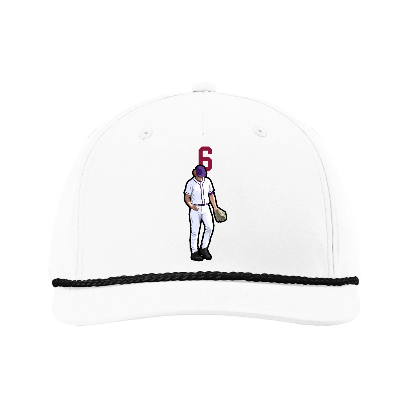Five-Panel Classic Rope Cap — Number Top in White