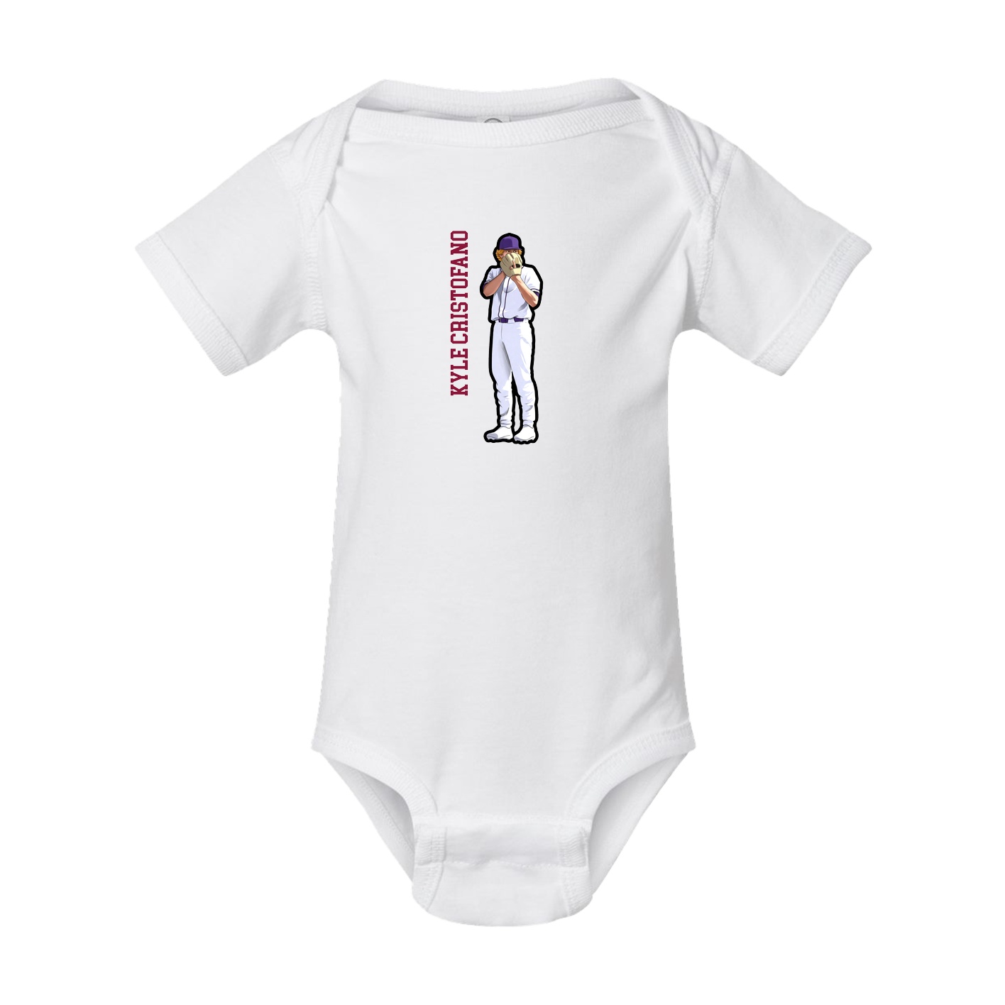 Baby Onesie — Name Vertical in White