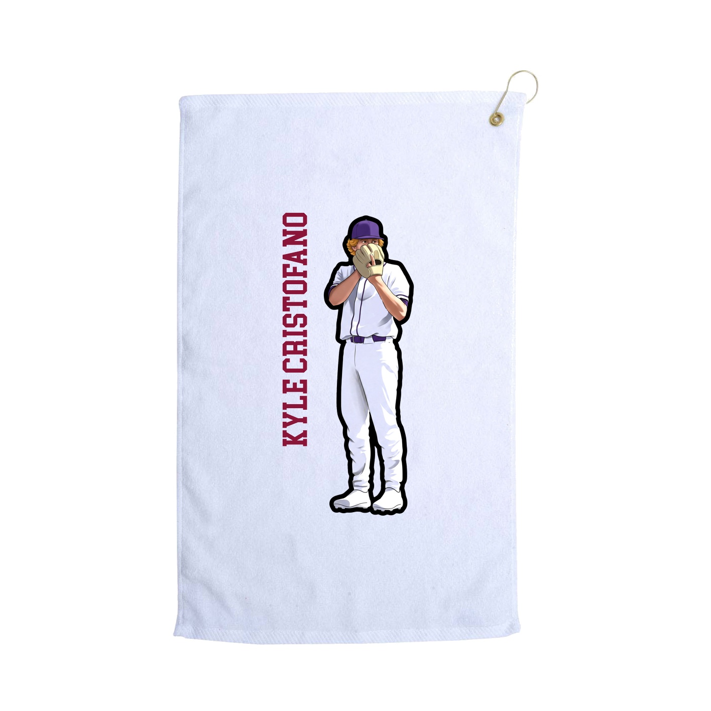 Golf Towel — Name Vertical in White