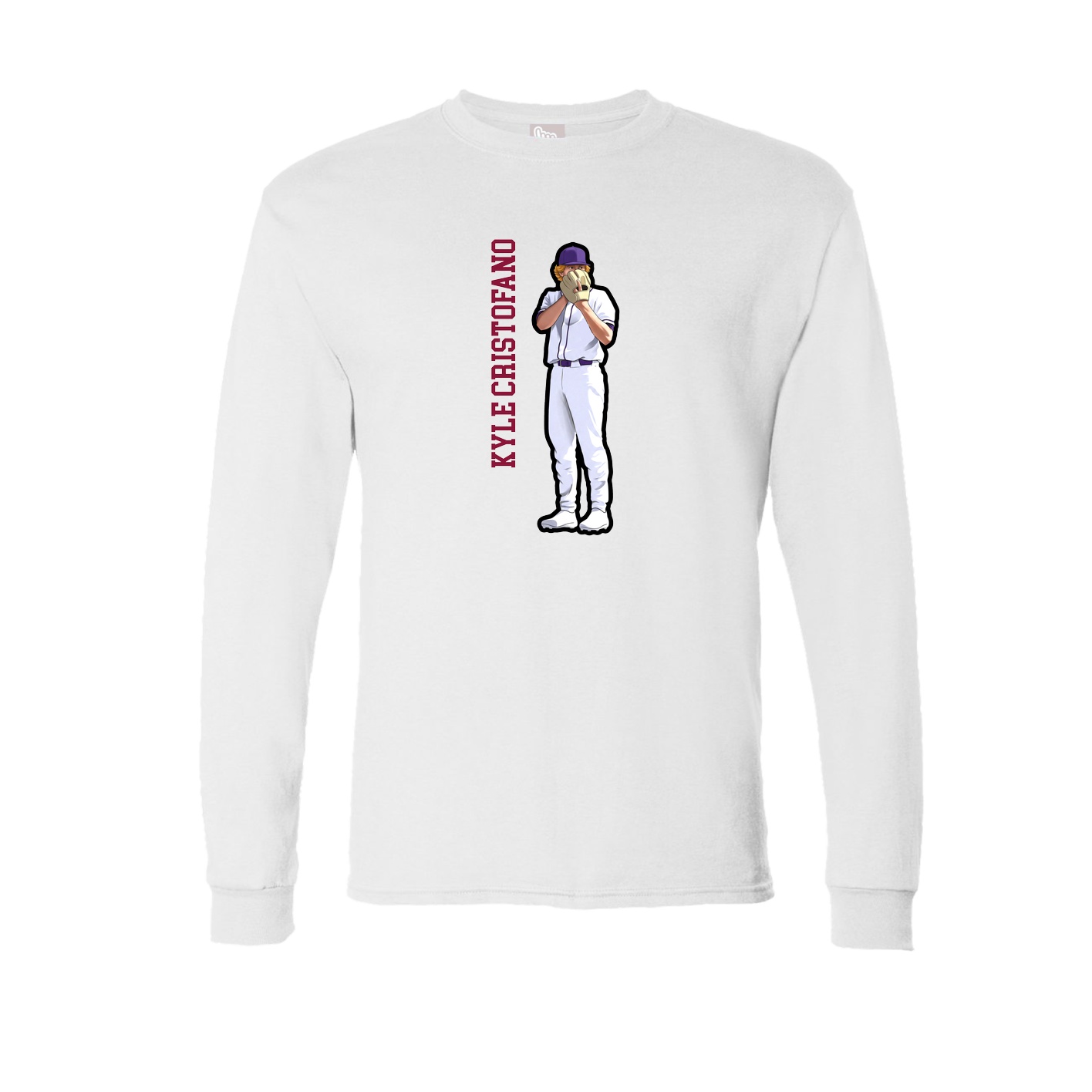Long Sleeve Tee — Name Vertical in White