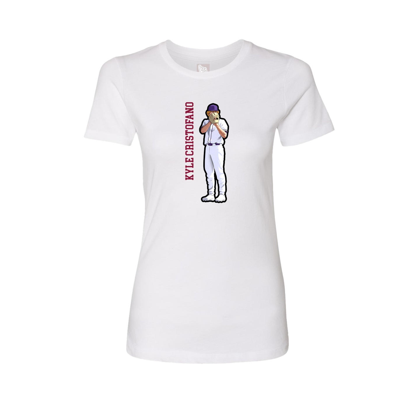 Fitted Women's Tee — Name Vertical in White