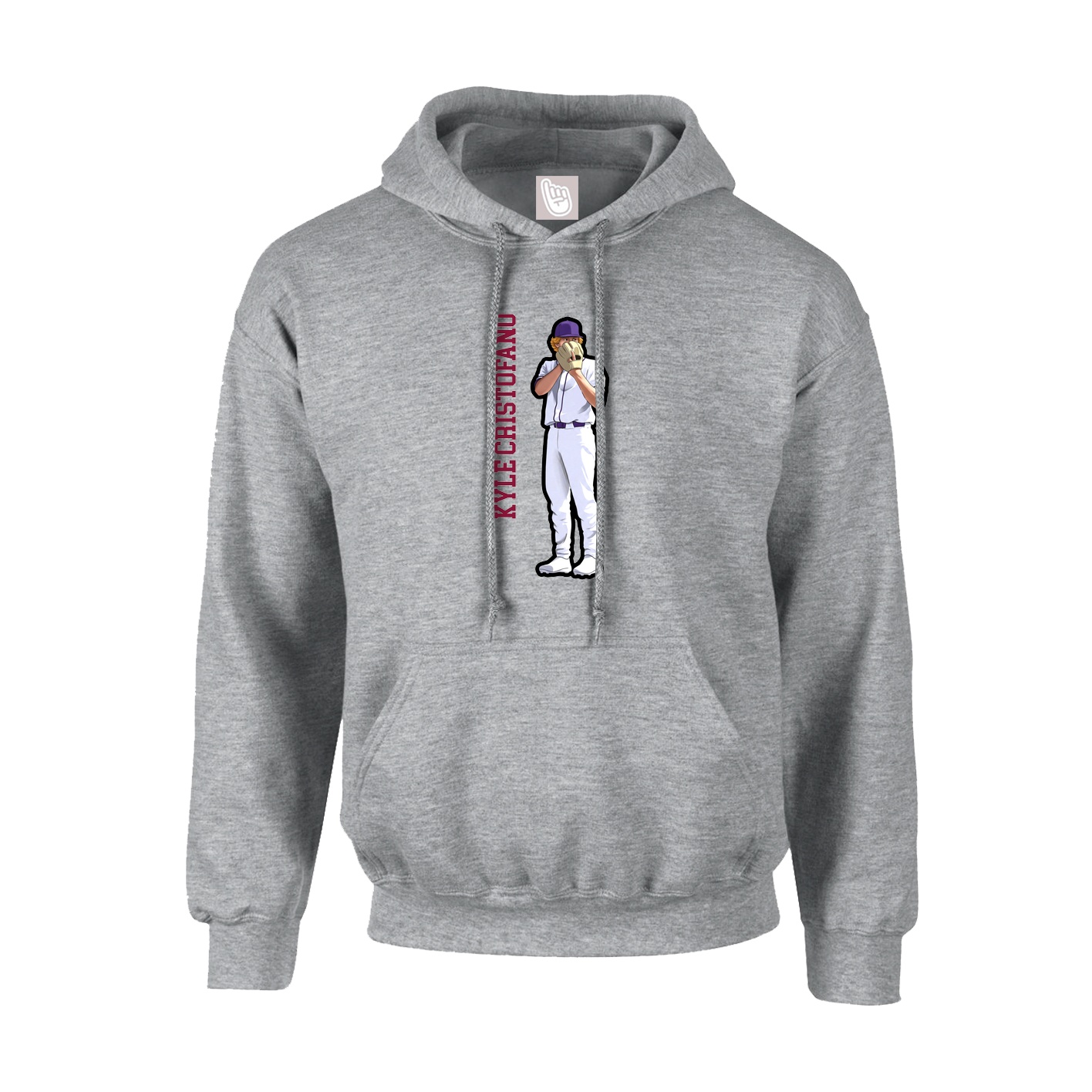 Hoodie — Name Vertical in Grey