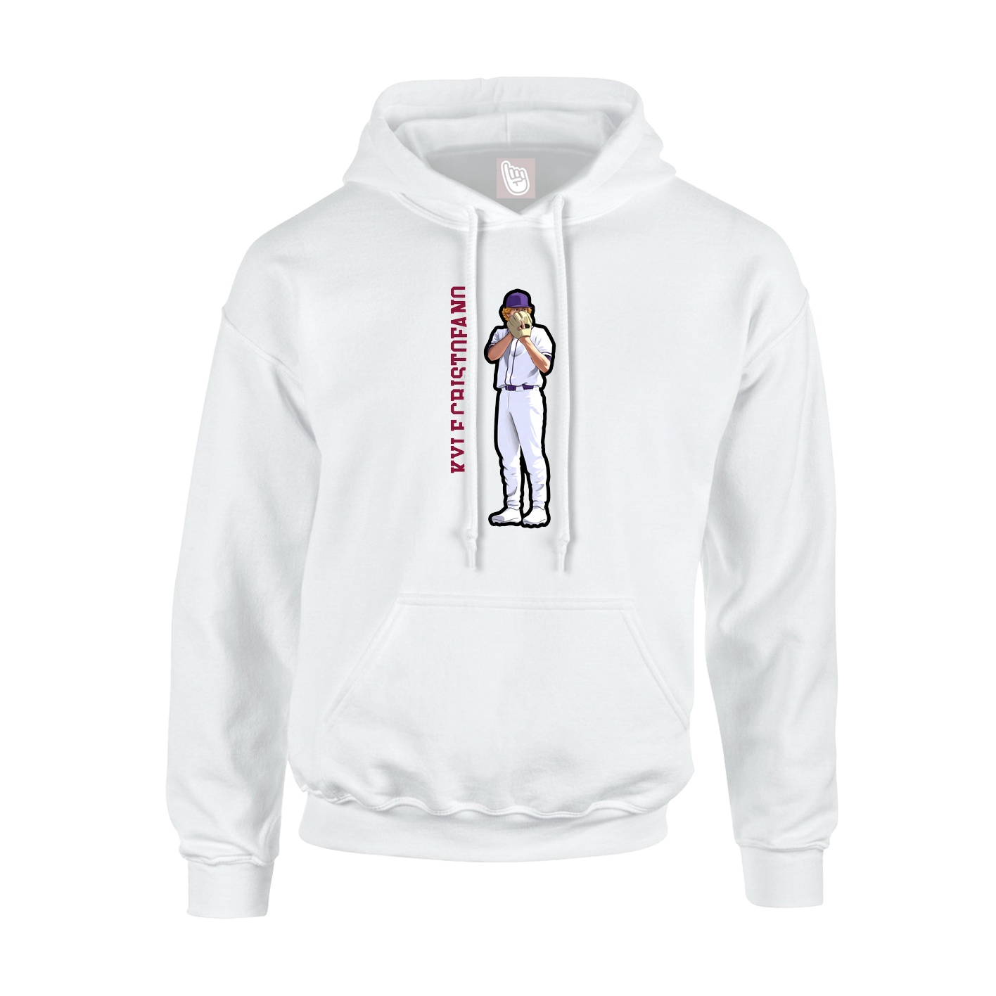 Youth Hoodie — Name Vertical in White