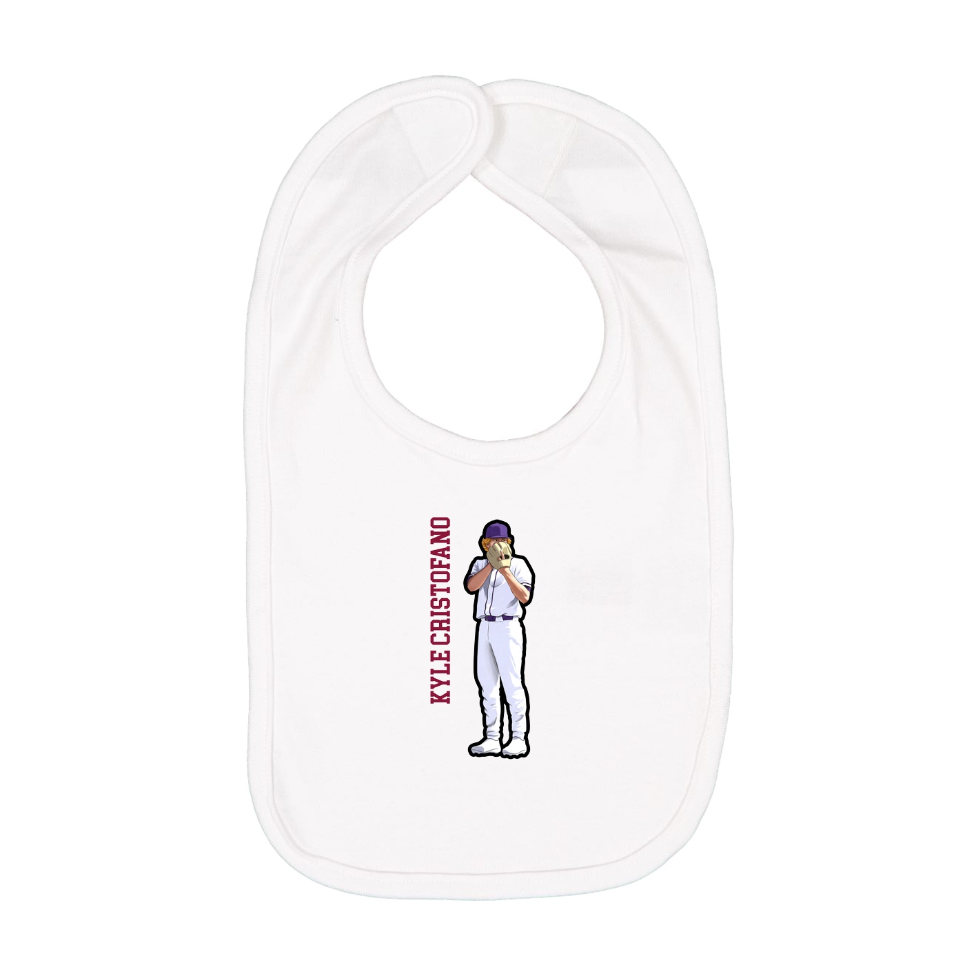 Infant Bib — Name Vertical in White