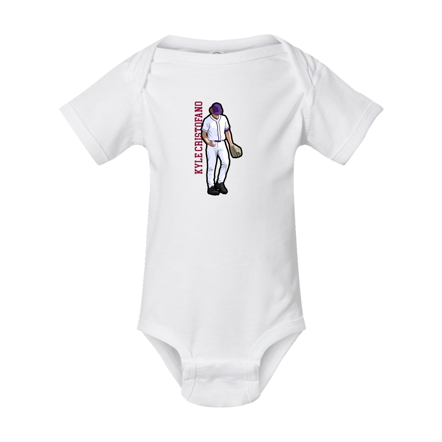 Baby Onesie — Name Vertical in White