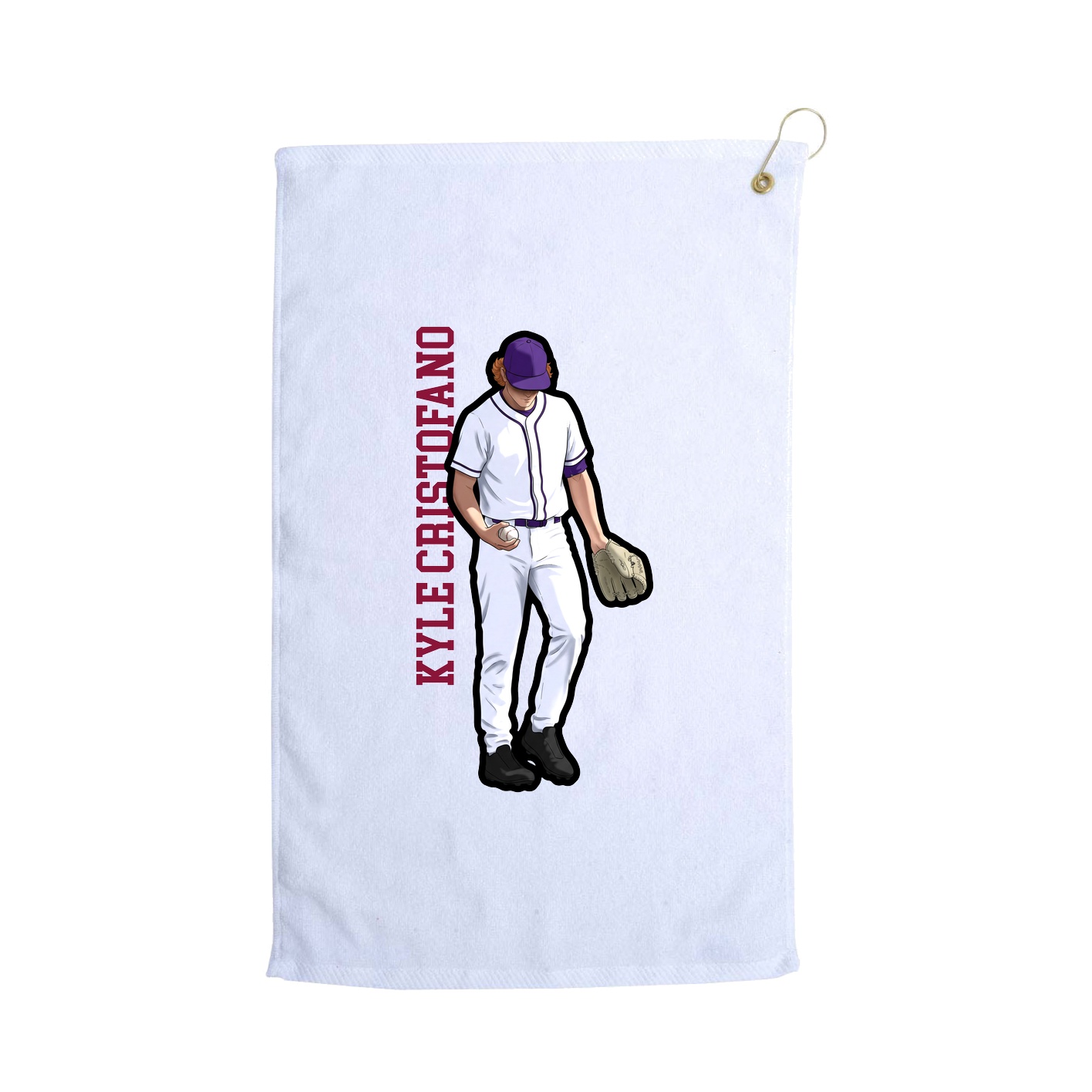 Golf Towel — Name Vertical in White