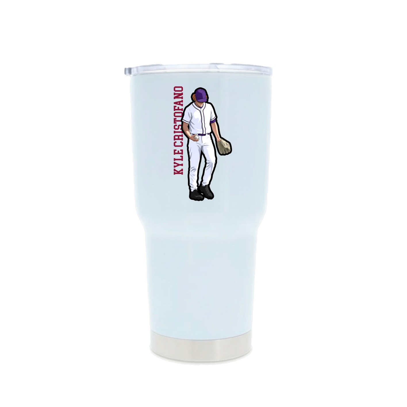 30oz Stainless Steel Tumbler — Name Vertical in White