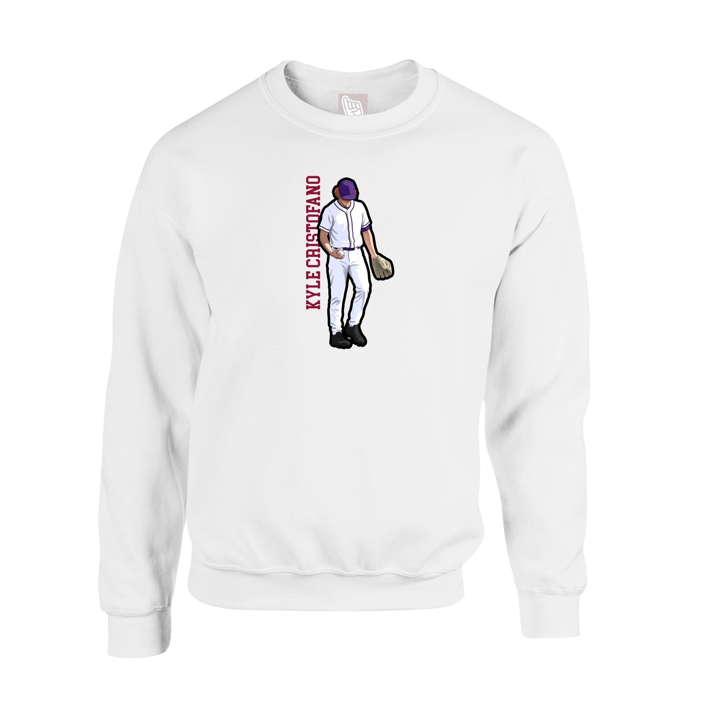 Fleece Crew — Name Vertical in White