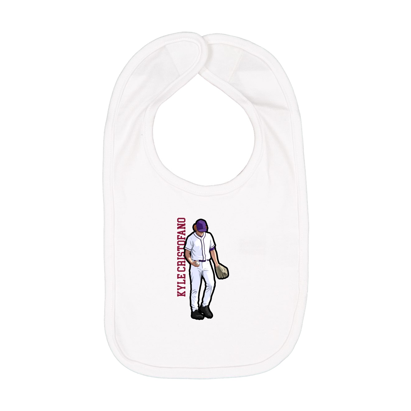 Infant Bib — Name Vertical in White