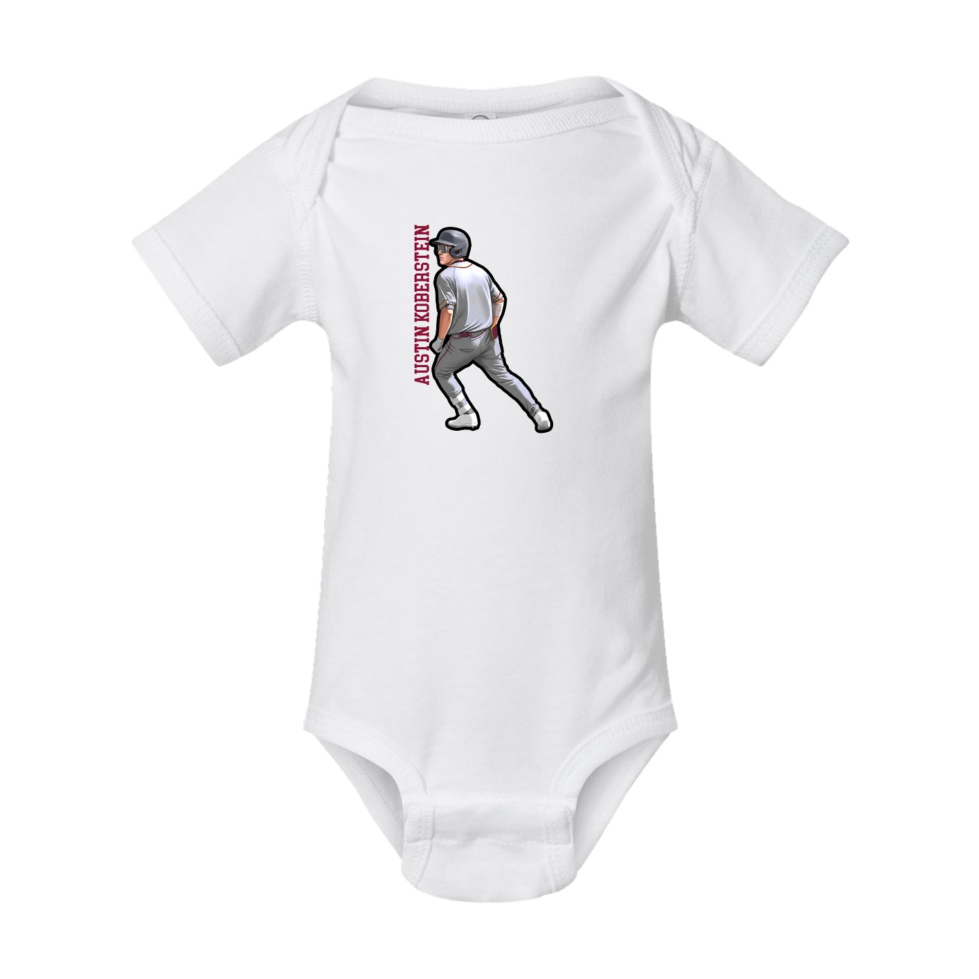 Baby Onesie — Name Vertical in White