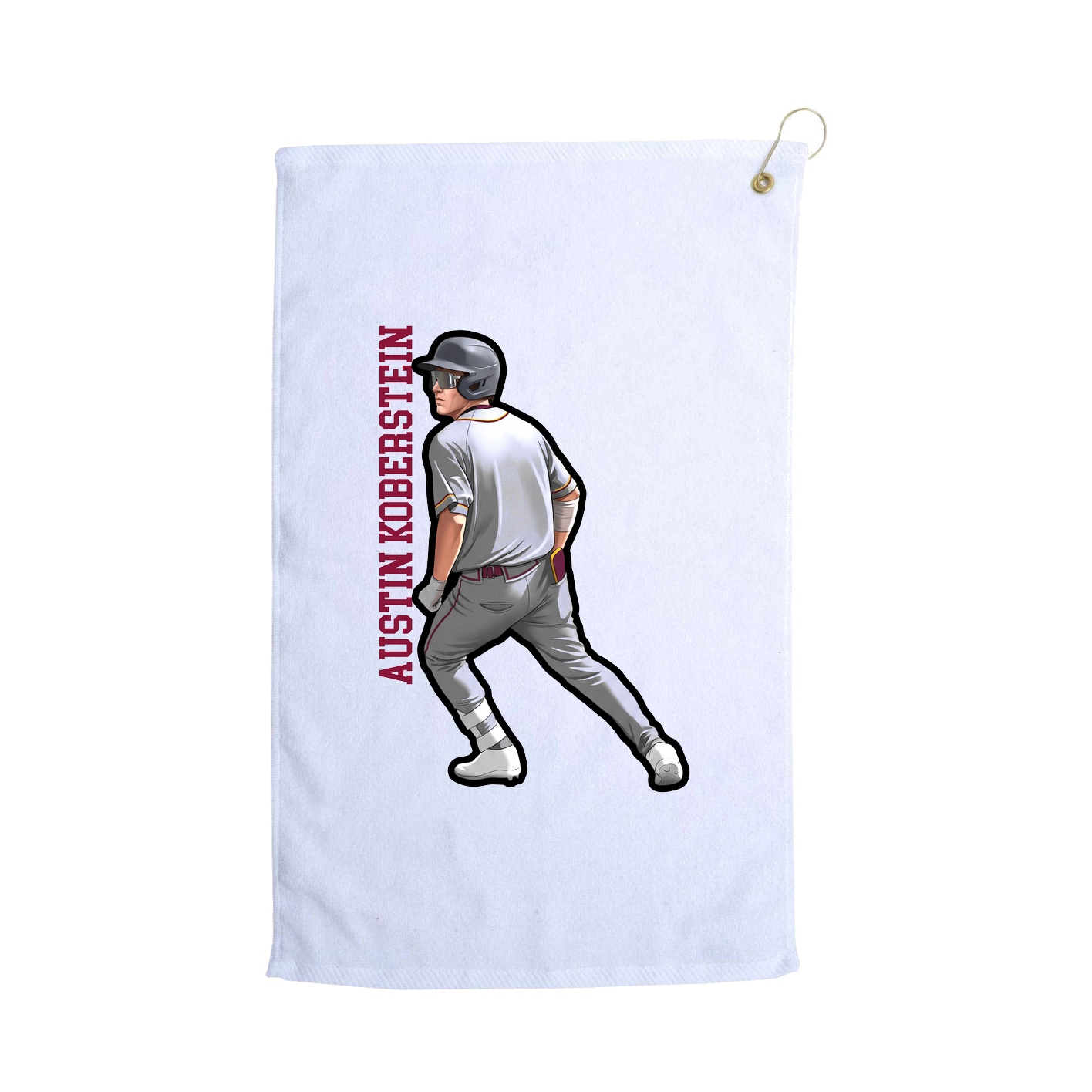 Golf Towel — Name Vertical in White