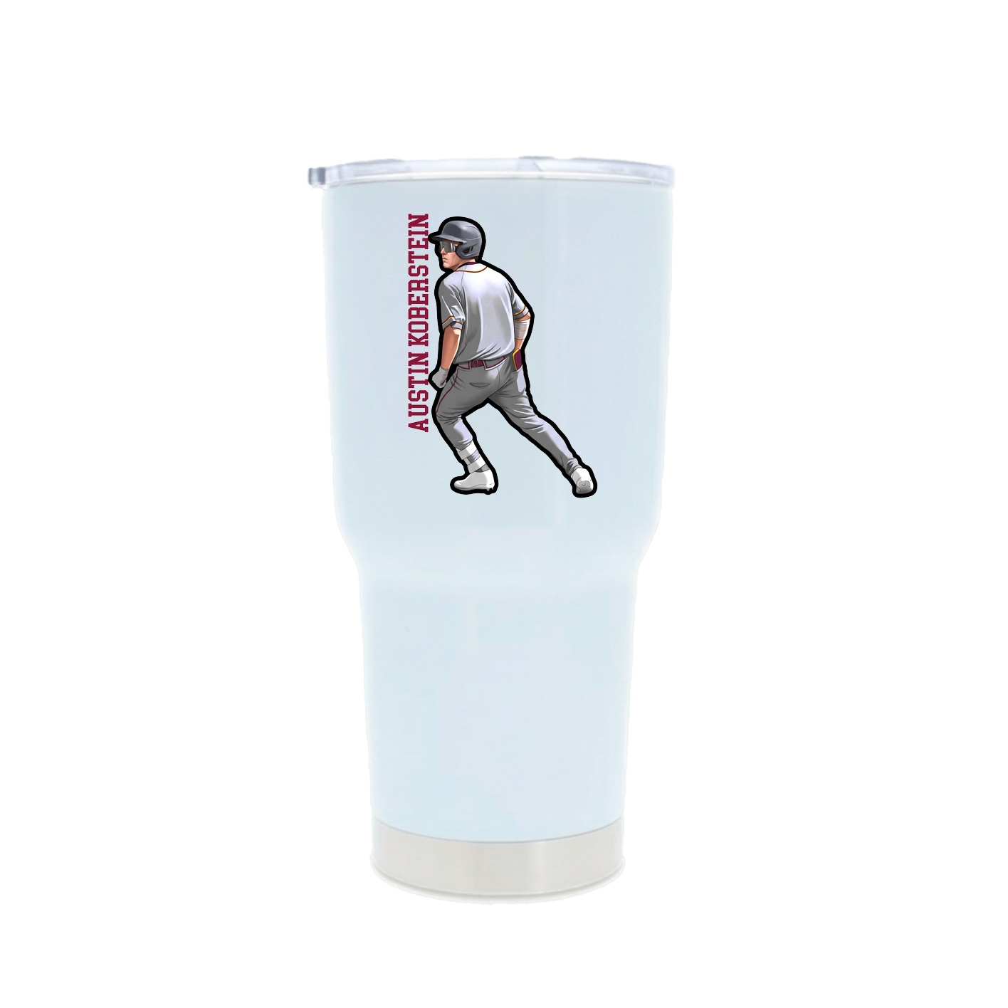 30oz Stainless Steel Tumbler — Name Vertical in White