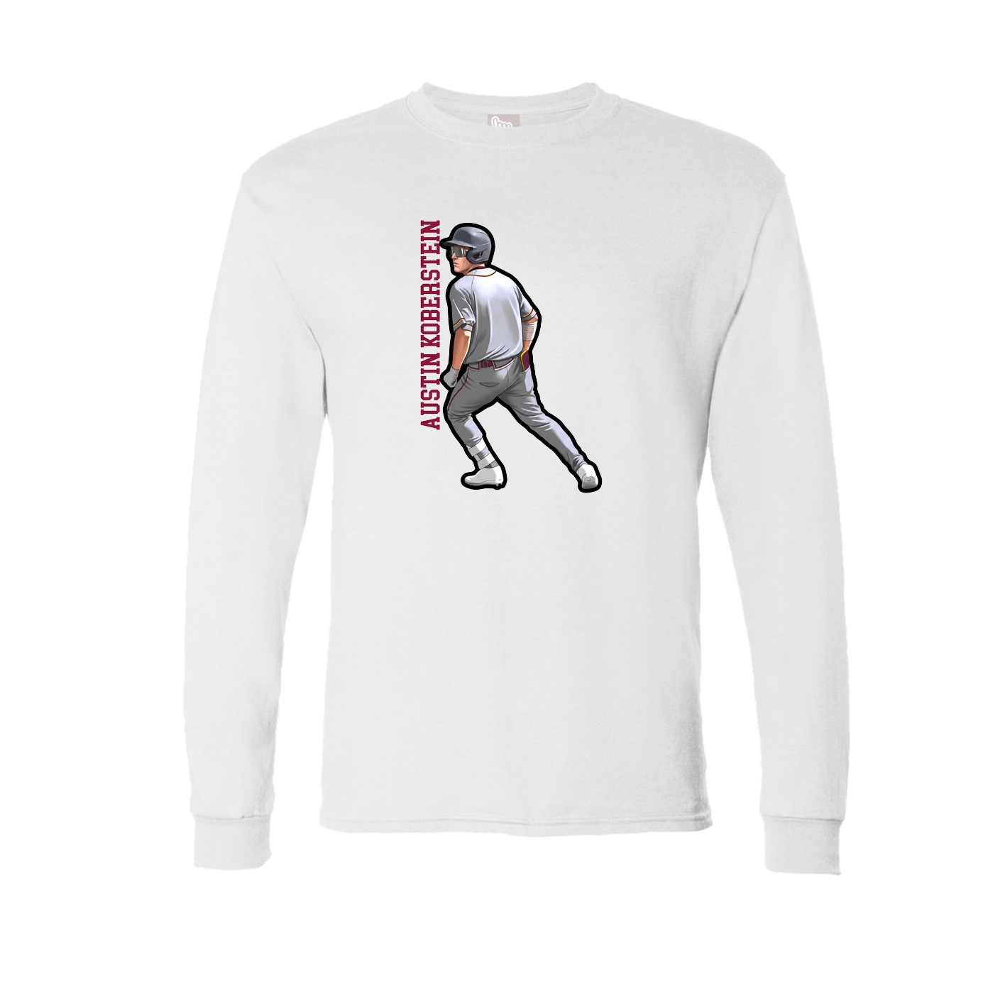 Long Sleeve Tee — Name Vertical in White