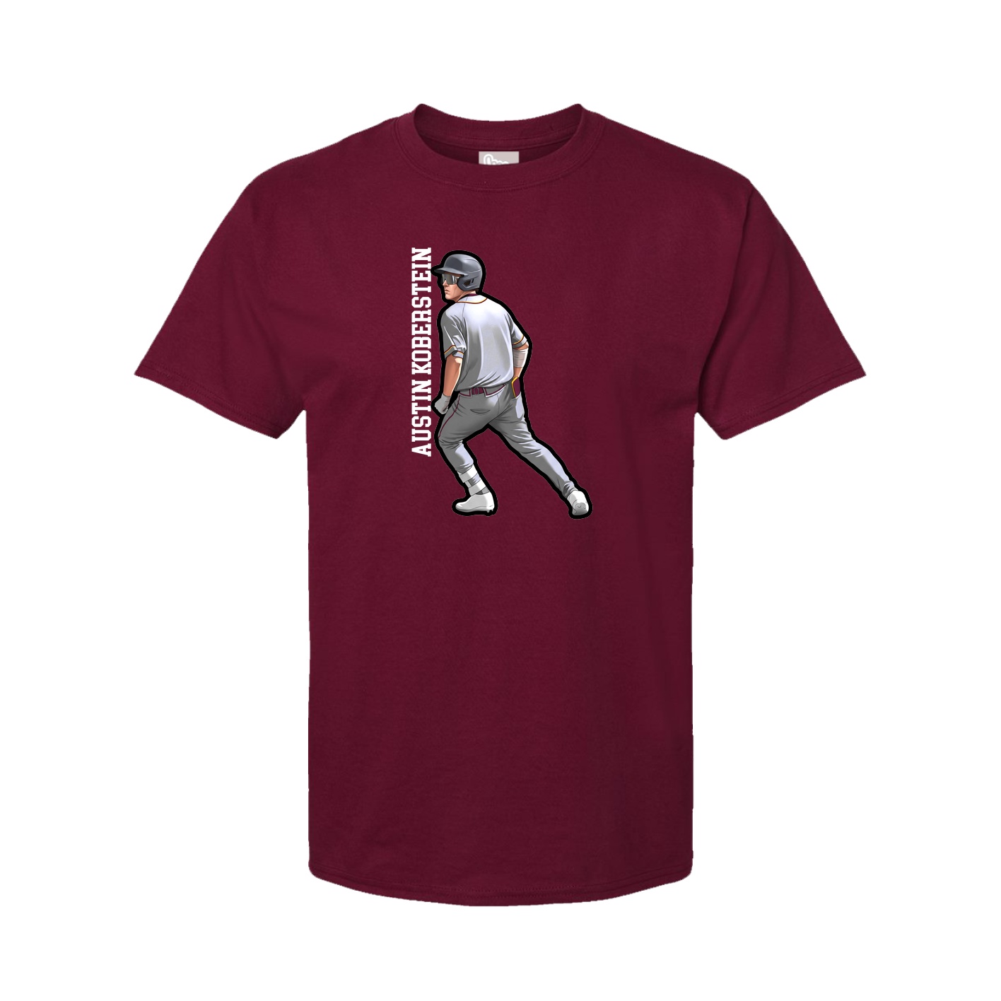 Youth Tee — Name Vertical in Cardinal