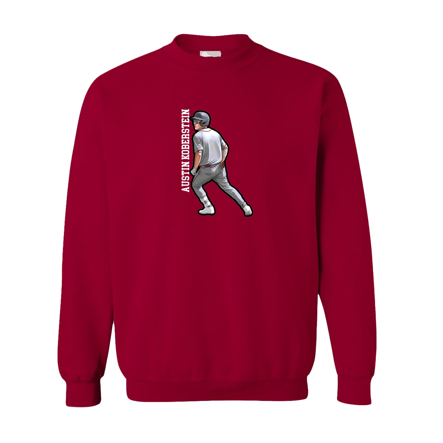 Fleece Crew — Name Vertical in Cardinal