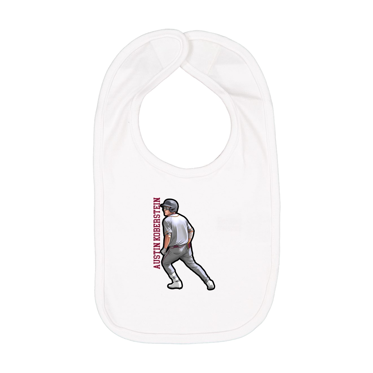 Infant Bib — Name Vertical in White