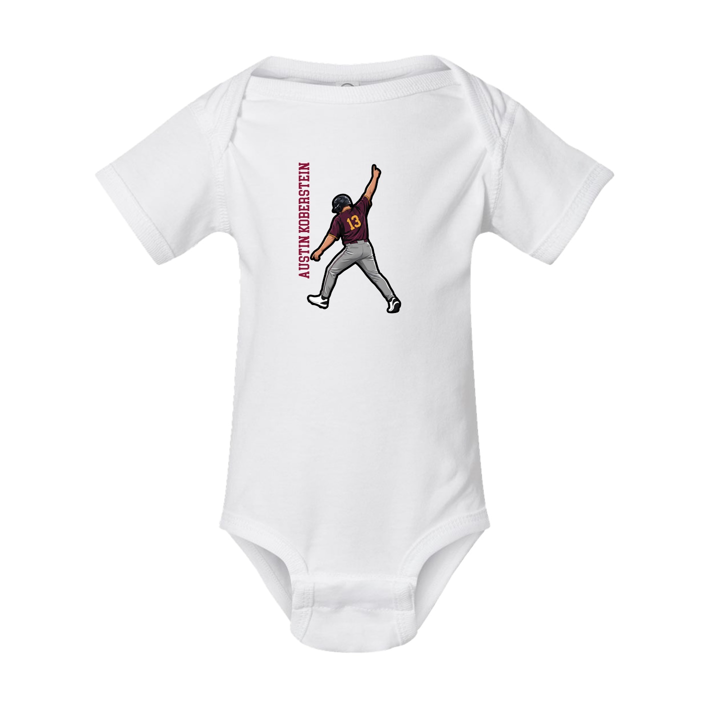 Baby Onesie — Name Vertical in White