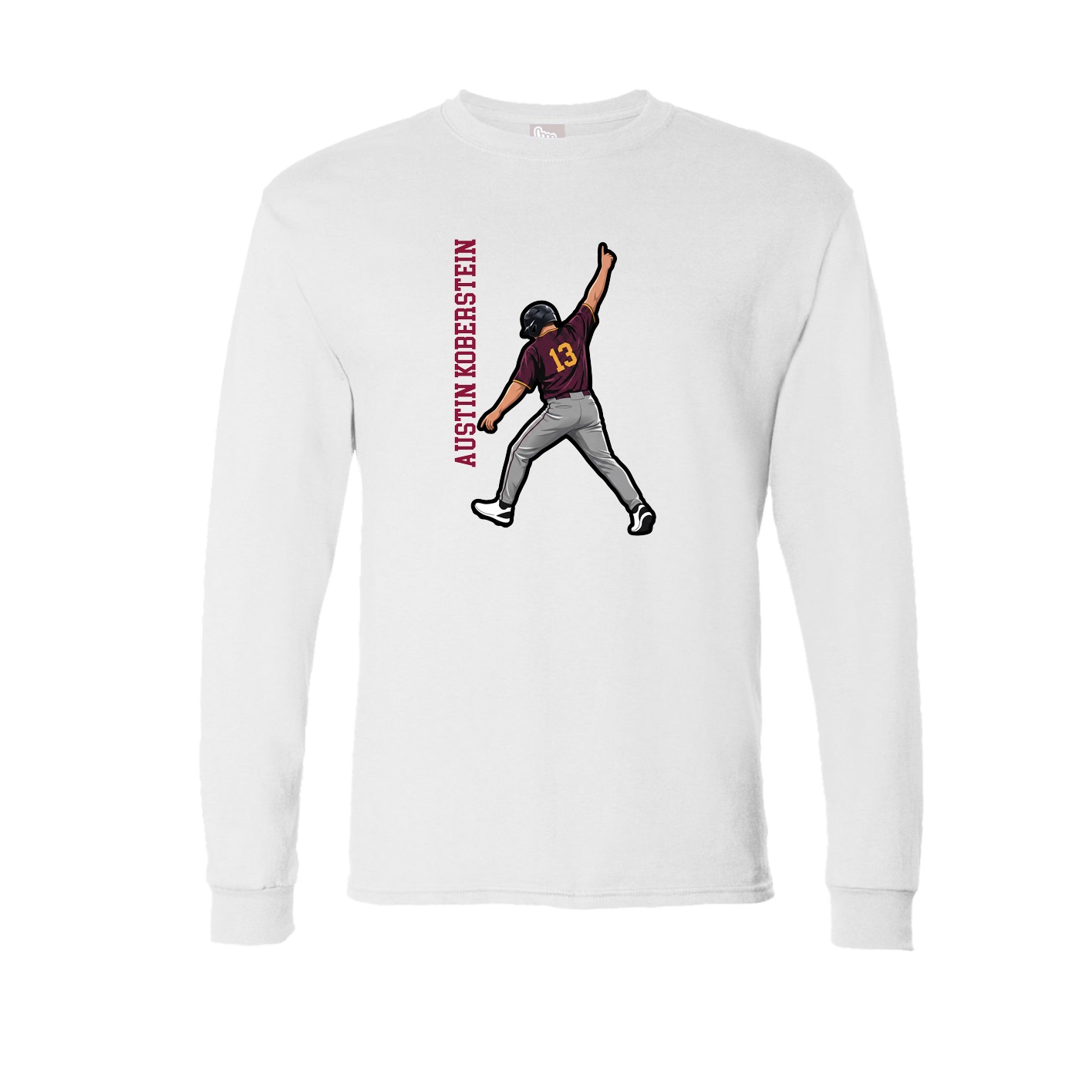 Long Sleeve Tee — Name Vertical in White