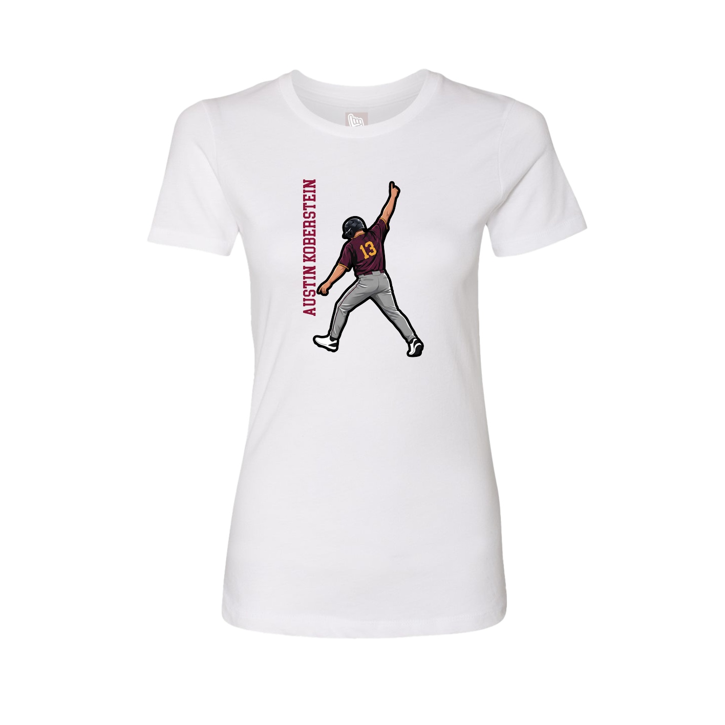 Fitted Women's Tee — Name Vertical in White