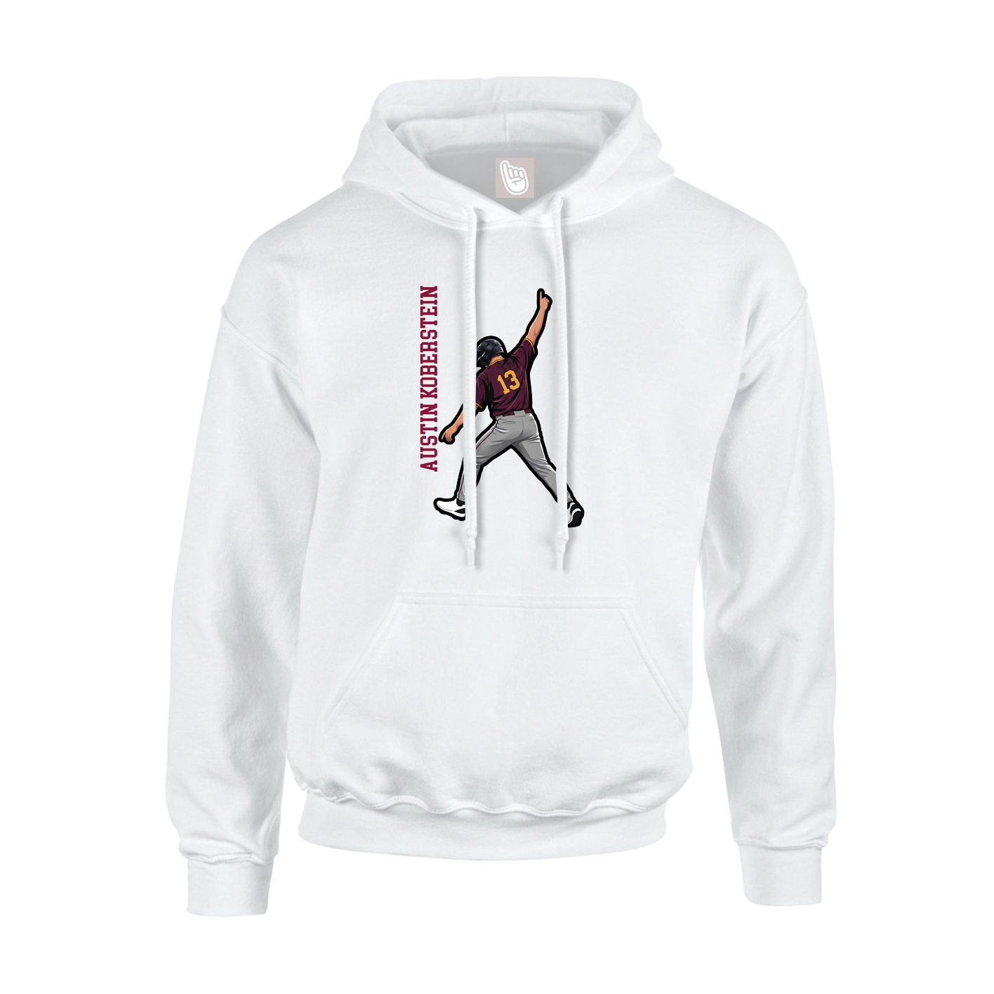 Youth Hoodie — Name Vertical in White