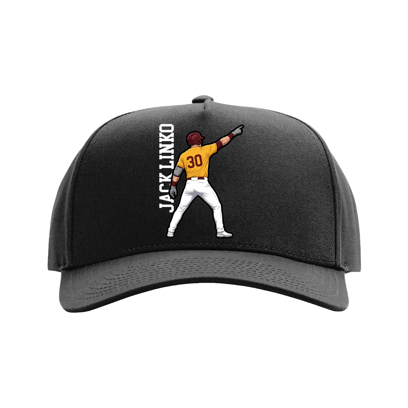 Full Fabric Five-Panel Champ Cap — Name Vertical in Black