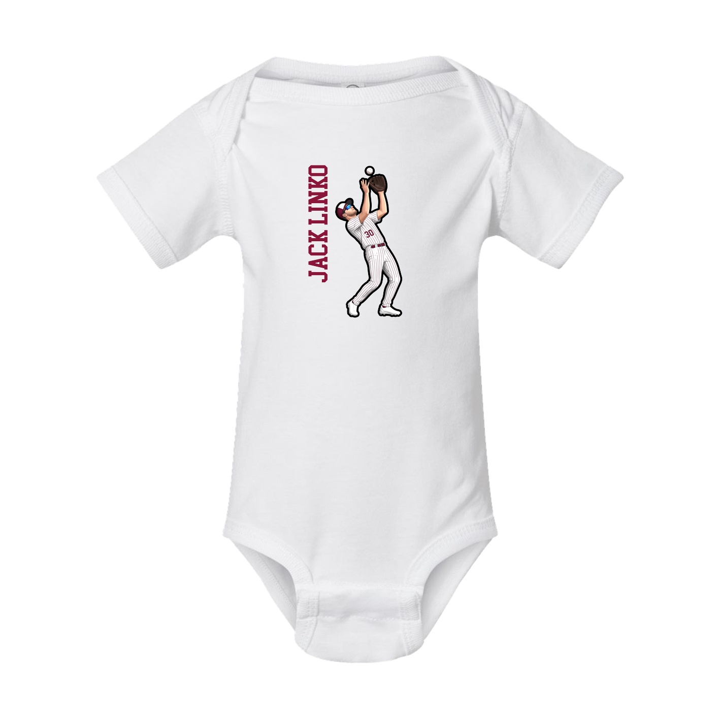 Baby Onesie — Name Vertical in White