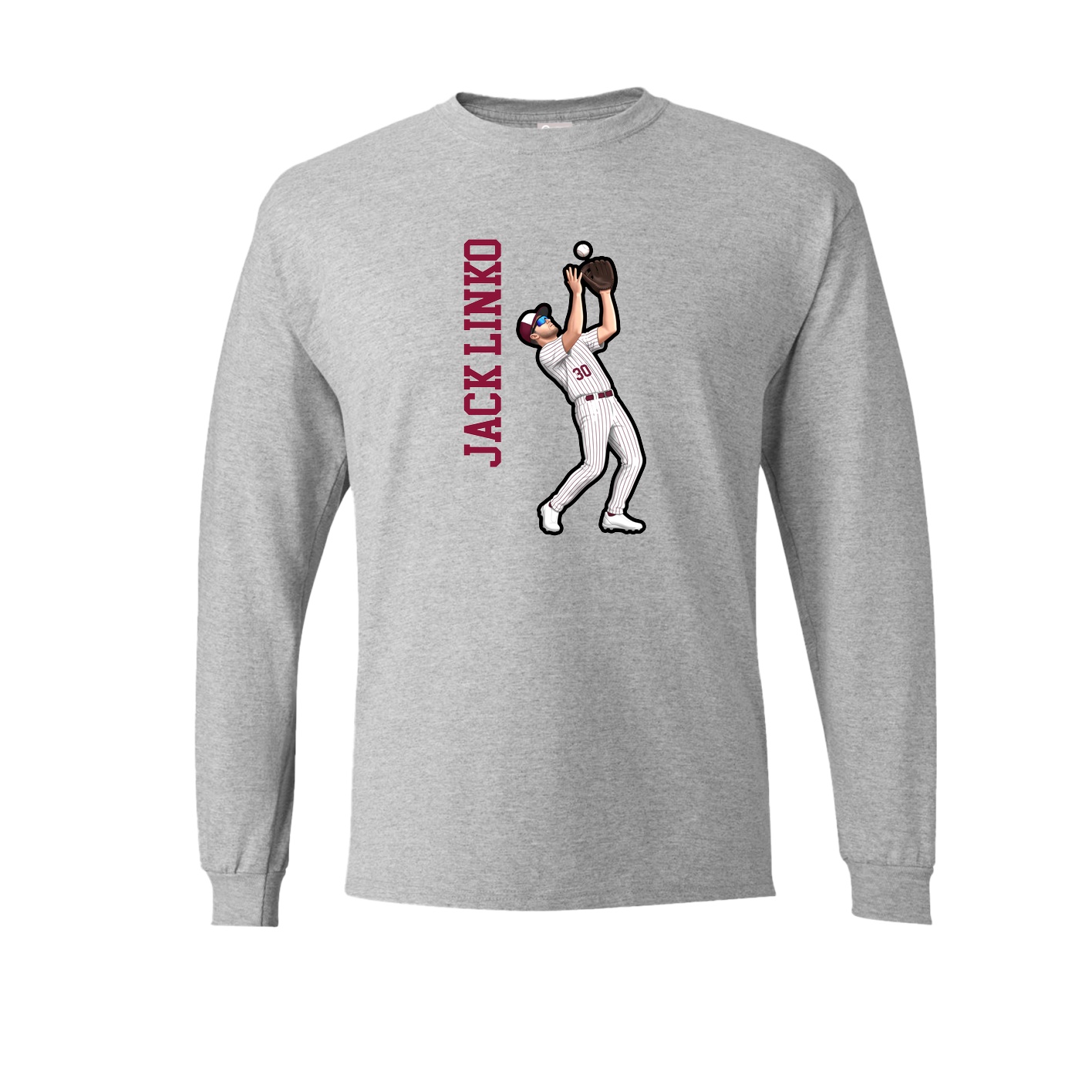 Long Sleeve Tee — Name Vertical in Grey