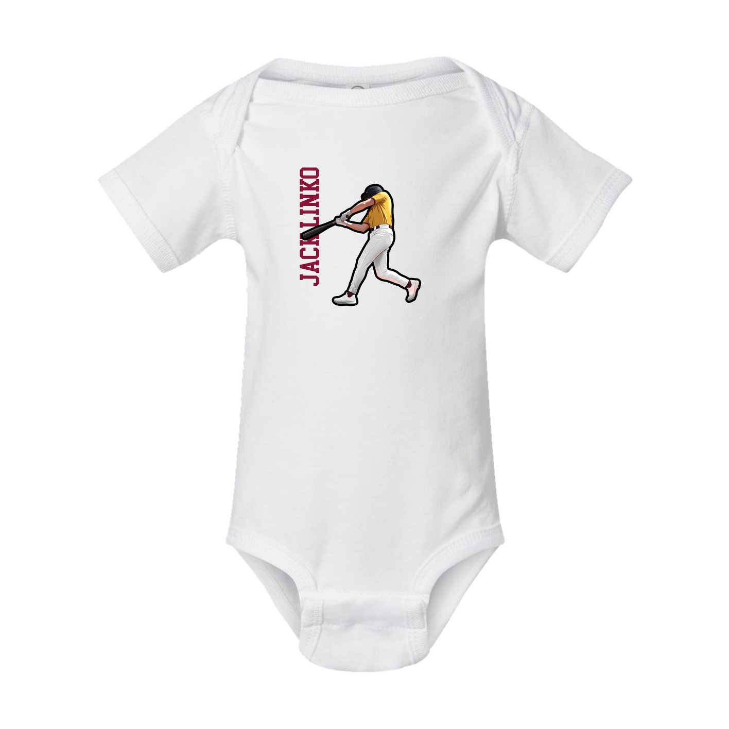 Baby Onesie — Name Vertical in White