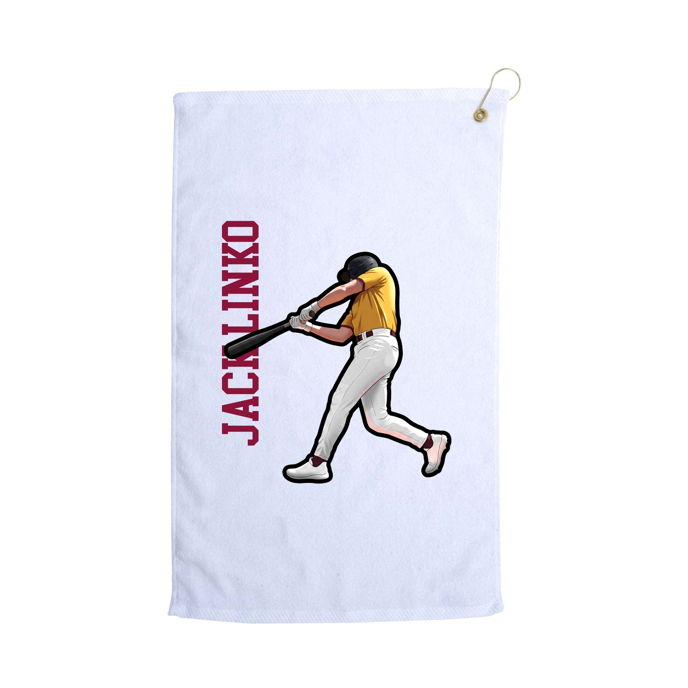 Golf Towel — Name Vertical in White