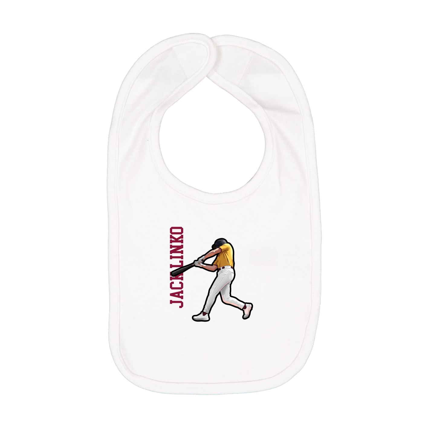 Infant Bib — Name Vertical in White