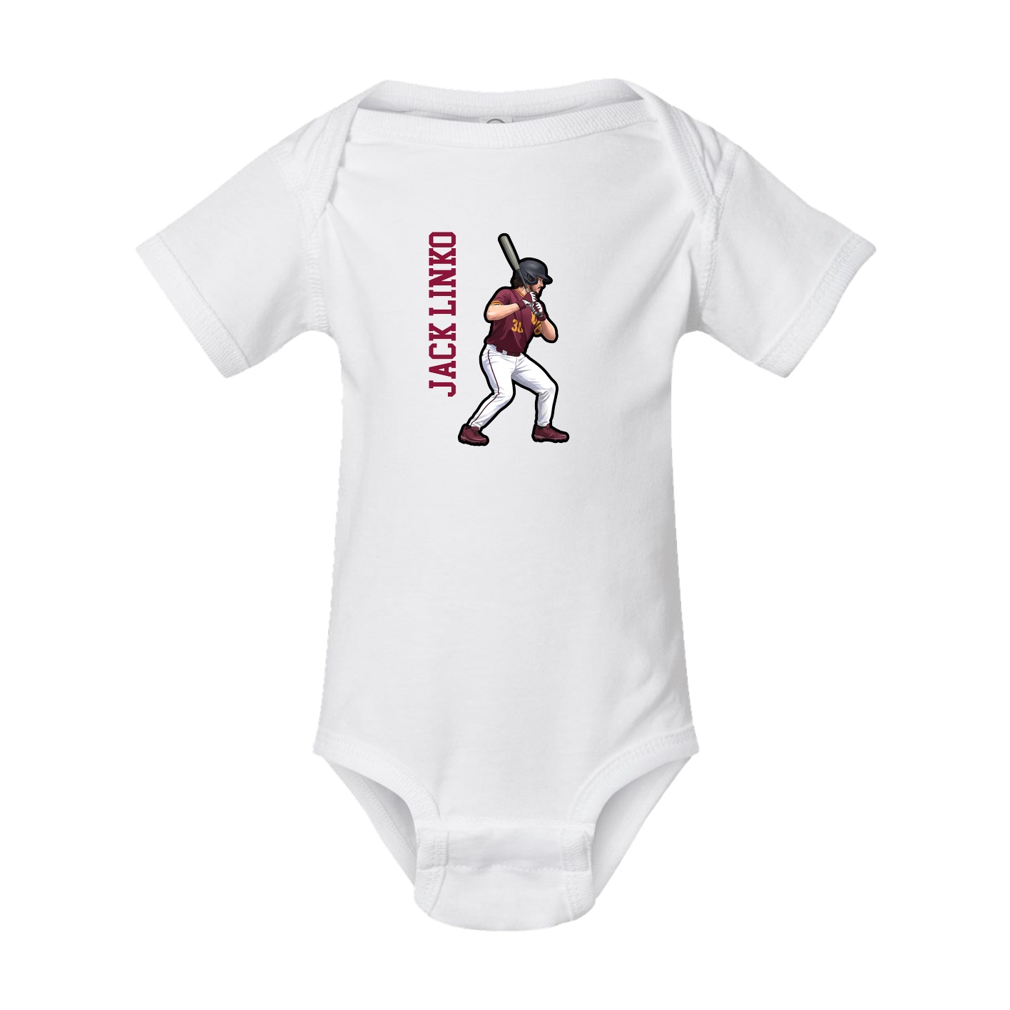 Baby Onesie — Name Vertical in White