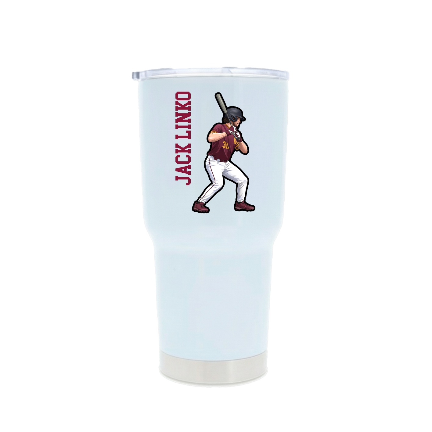 30oz Stainless Steel Tumbler — Name Vertical in White