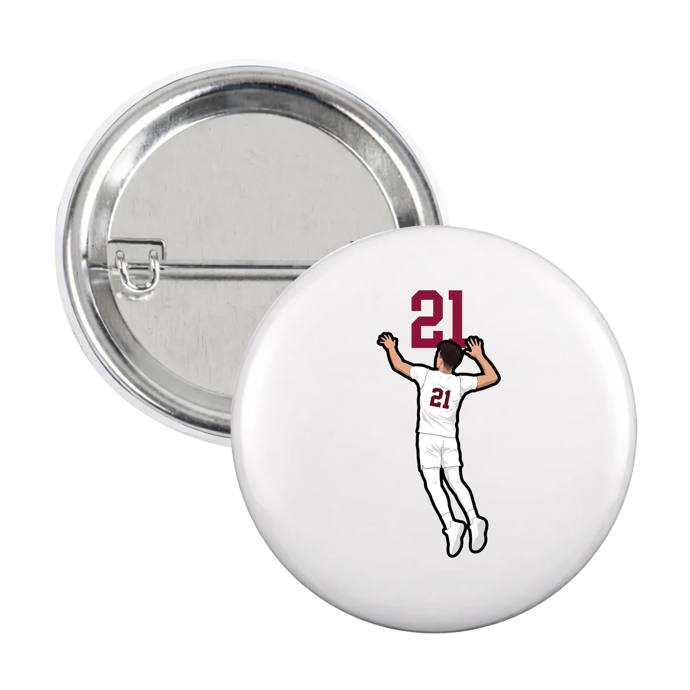 Game Day Button — Number Top in White