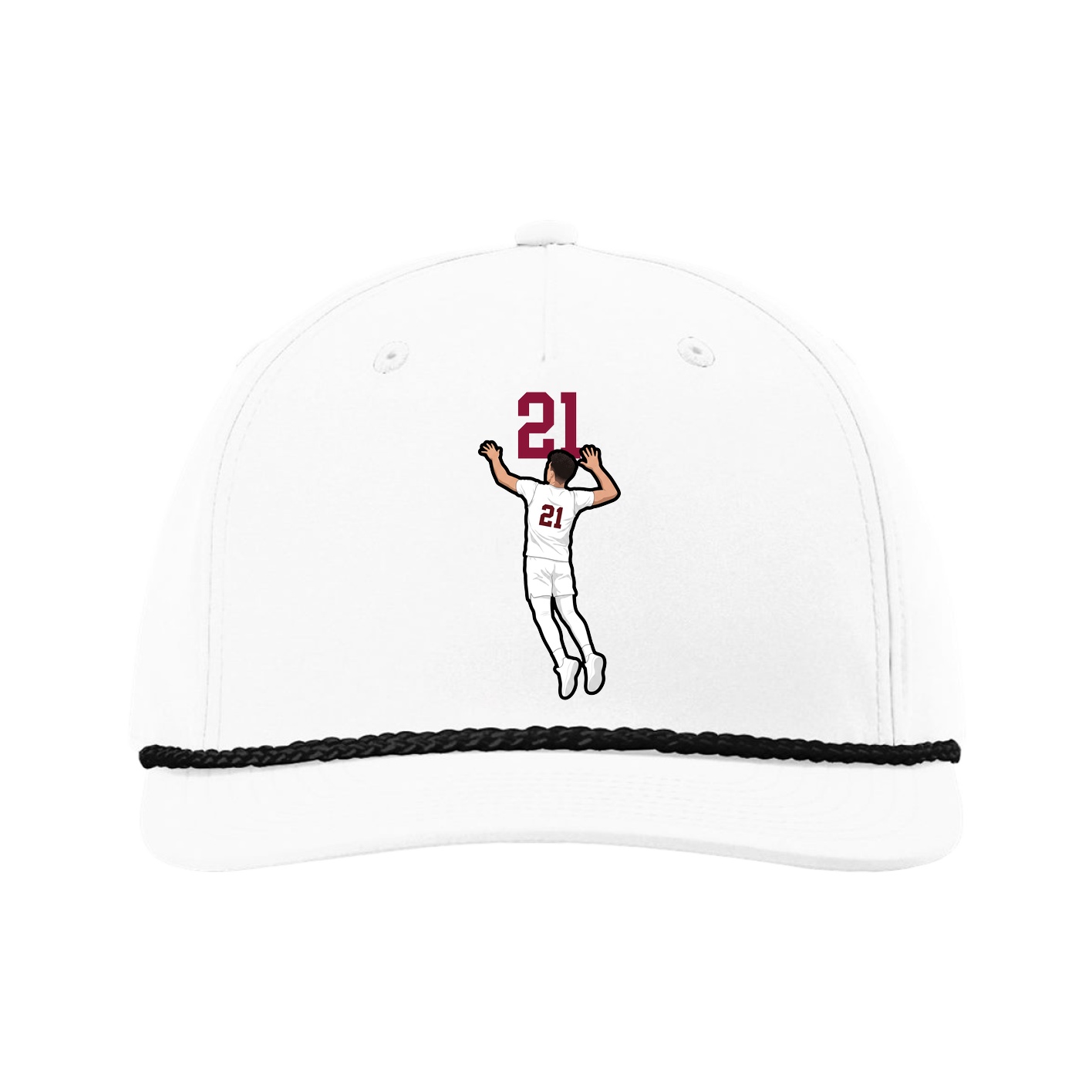 Five-Panel Classic Rope Cap — Number Top in White