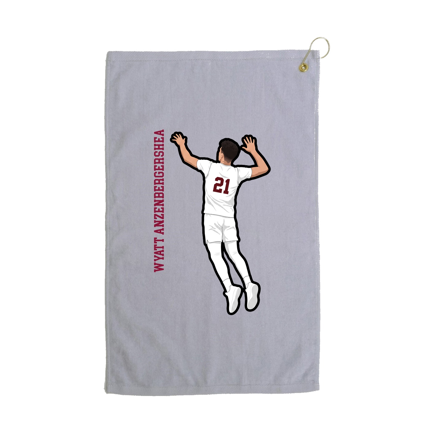 Golf Towel — Name Vertical in Grey