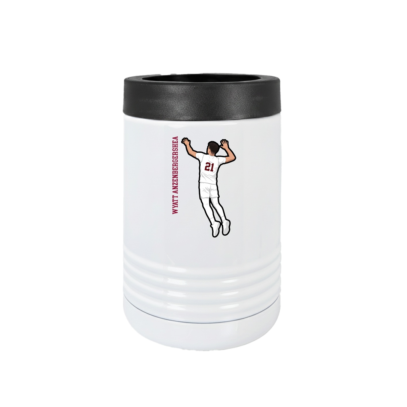 Beverage Holder — Name Vertical in White