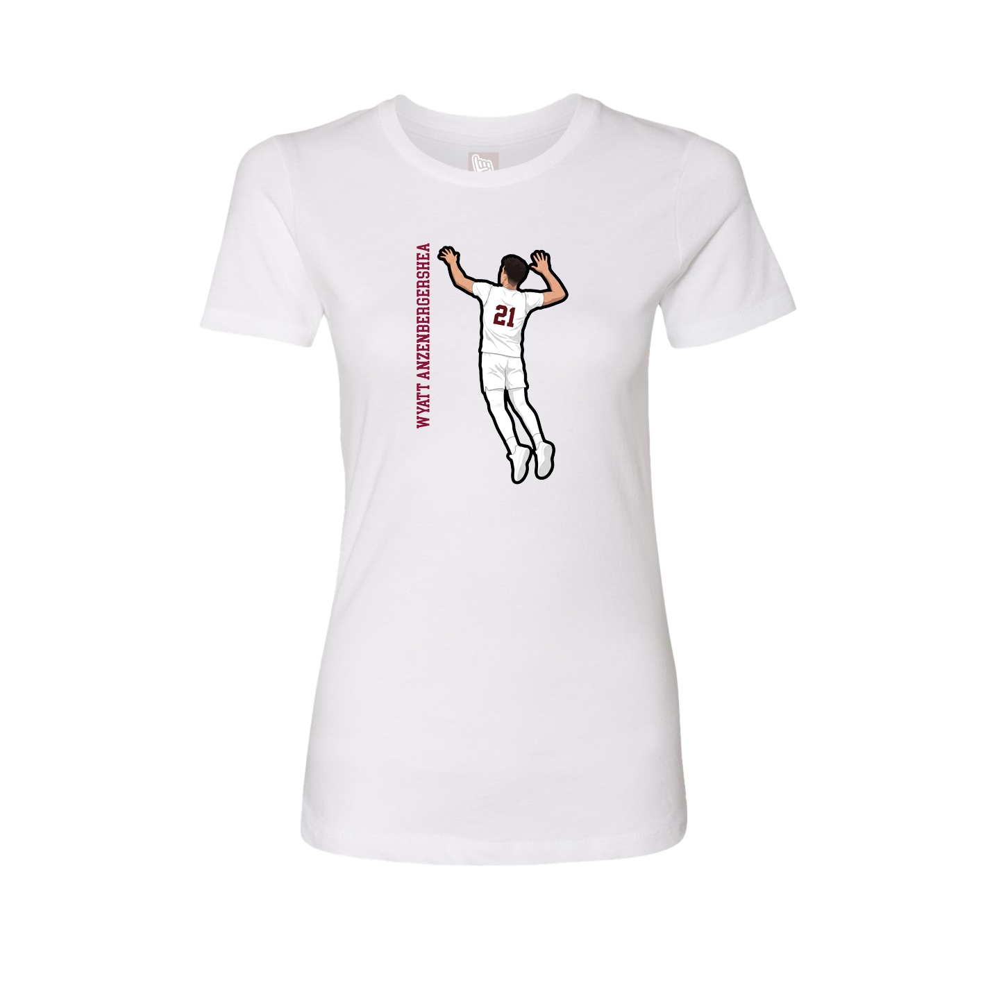 Fitted Women's Tee — Name Vertical in White